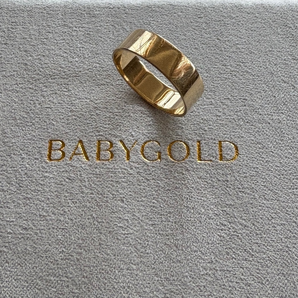 Babygold Thick Stacking Band Ring - Solid 14k yellow gold